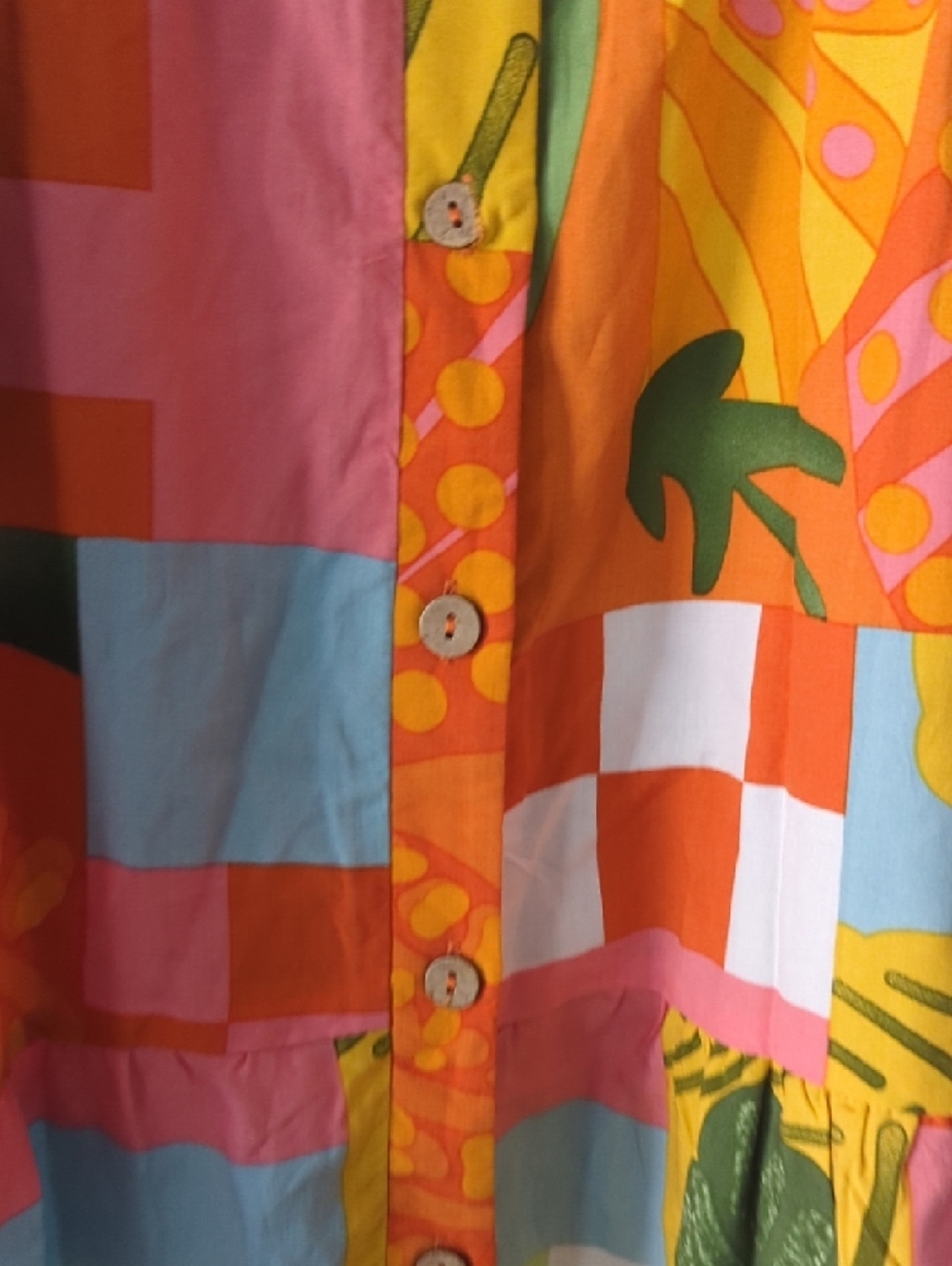 Colorblock Patchwork Maxi Shirt Dresspit to pit 18 inch - Picture 4 of 7